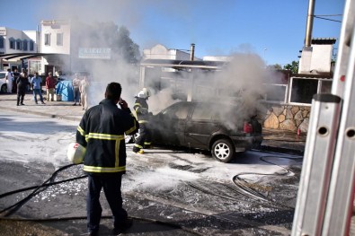 Bodrum'da Otomobil Yangını