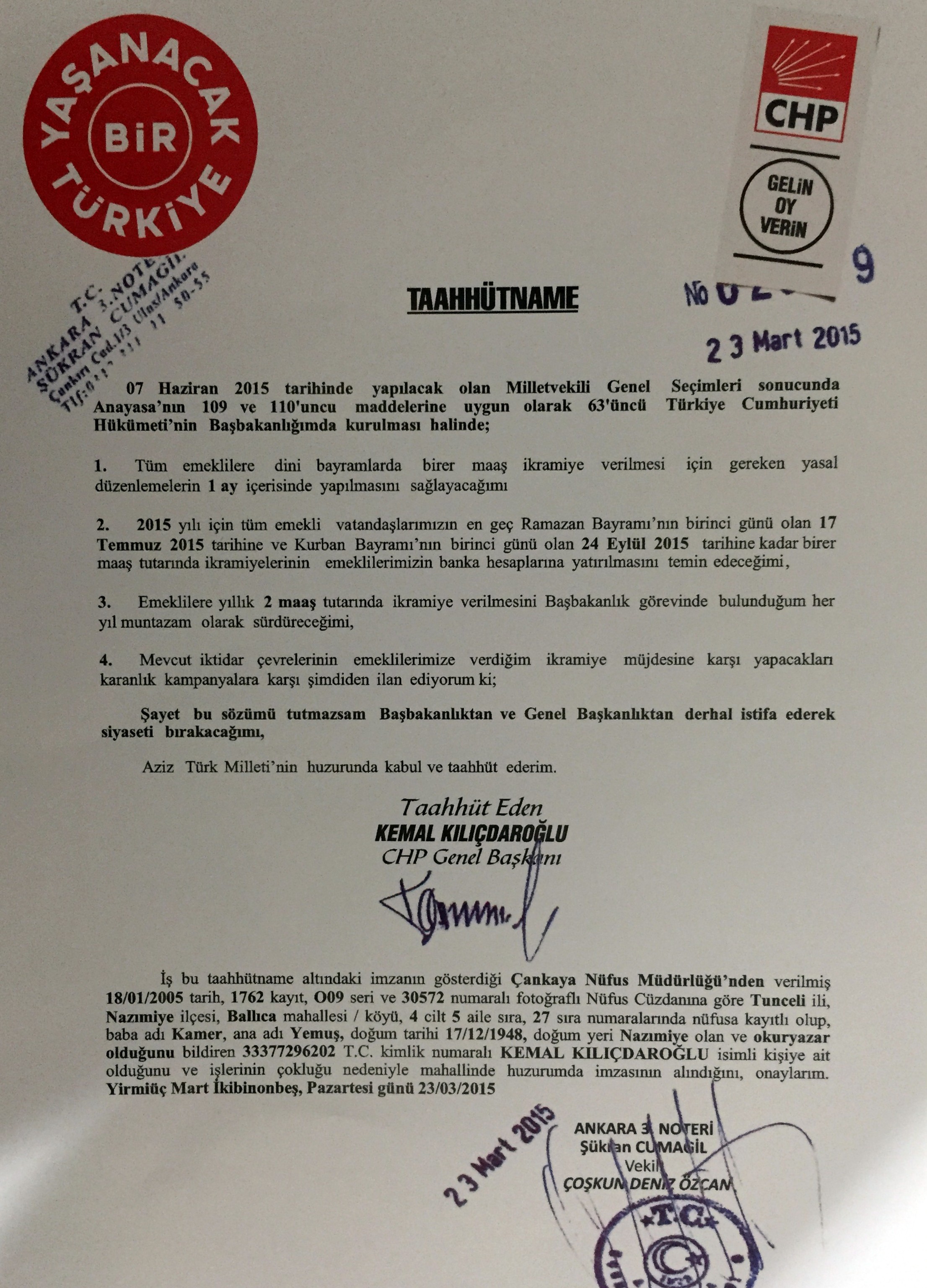 Kılıçdaroğlu'ndan evlere noter onaylı seçim vaadi