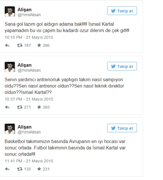 Alişan'dan İsmail Kartal'a tepki