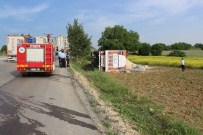 Yem Yüklü Tır Devrildi Açıklaması 1 Yaralı