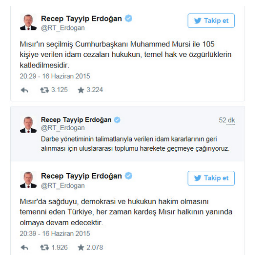 Erdoğan'dan Mursi tweeti