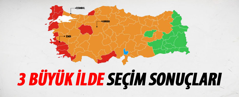3 büyük ilde seçim sonuçları