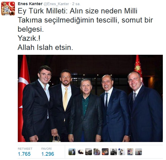 Kanter'den Erdoğan'a büyük saygısızlık