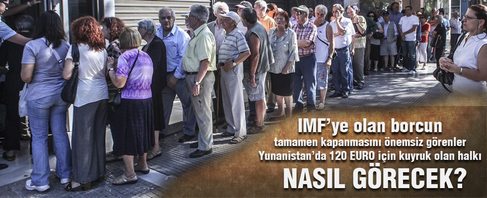 Yunanistan'da emekliler banka kuyruğunda