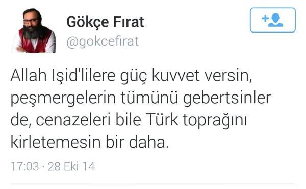 Gökçe Fırat'tan skandal tweet