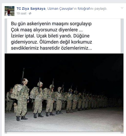 Şehit Ziya Sarpkaya'nın son paylaşımı