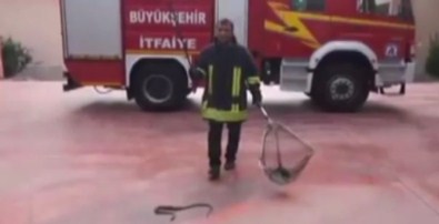 İtfaiyeden 'Yılan Yakalama' Dersi!