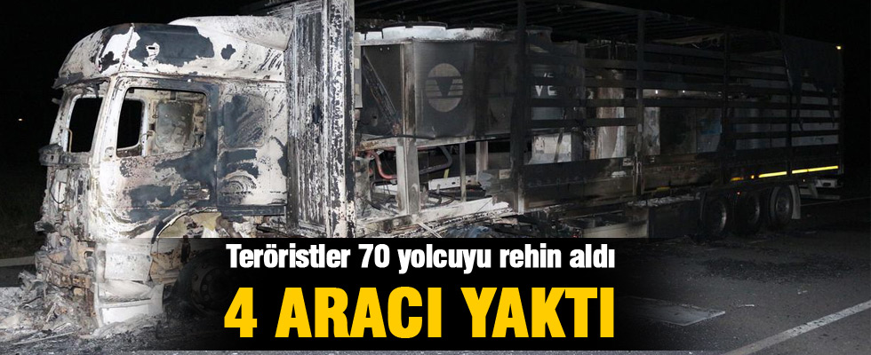 Teröristler Kars -Erzurum yolunda 70 Yolcuyu rehin aldı