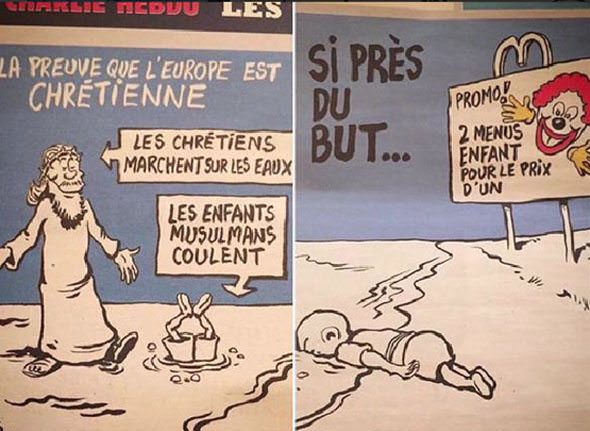 Charlie Hebdo'dan tepki çeken 'Aylan' karikatürü