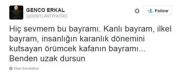 Genco Erkal'dan kin dolu bayram mesajı