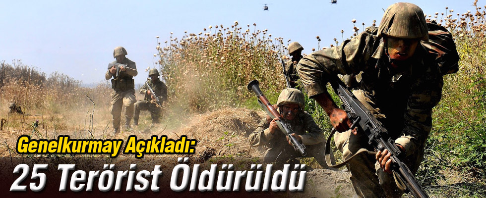 Genelkurmay Açıkladı: 25 Terörist Öldürüldü