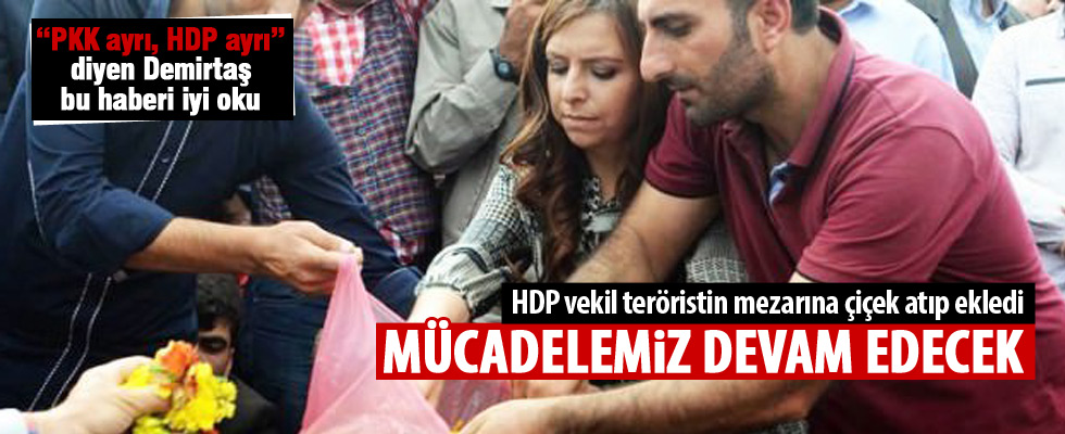HDP'li vekil teröristin mezarına çiçek koydu