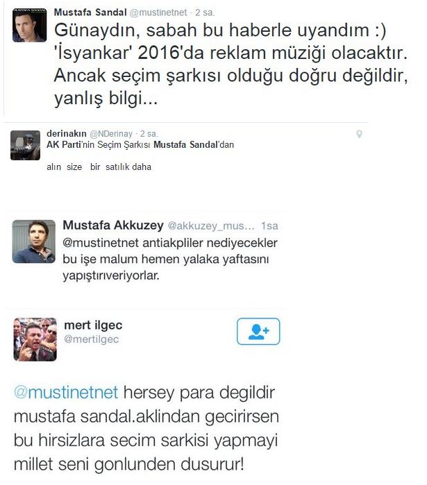 AK Parti'nin seçim şarkısı Mustafa Sandal'dan iddiası