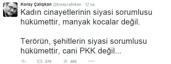 Koray Çalışkan: Terörün sorumlusu PKK değil hükümettir