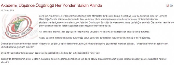 Doktorlar ve Mimarlar Odası'ndan terör sevici akademisyenlere destek