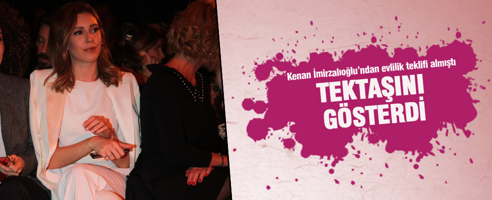 Kenan İmirzalıoğlu'nun sesvgilisi Sinem Kobal tektaş yüzüğünü gösterdi