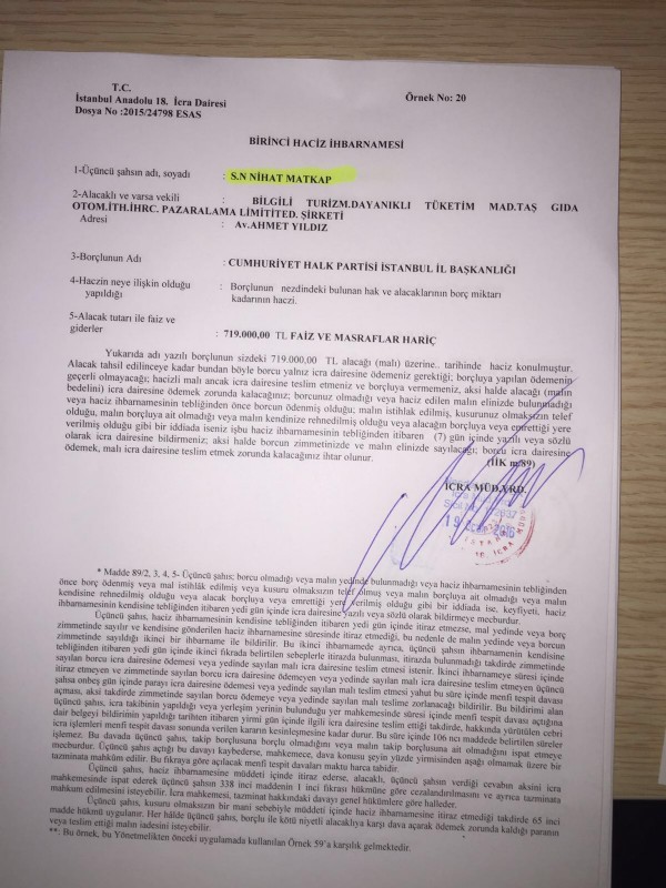 CHP İstanbul İl Başkanlığı'na haciz