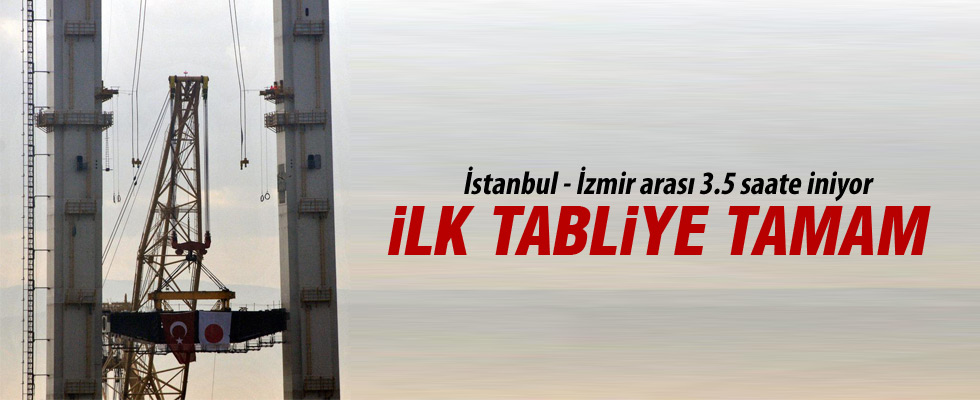 İzmit Körfez Geçişi Asma Köprüsü'ne ilk tabliye