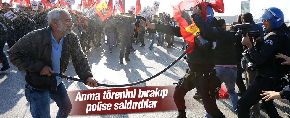 Ankara'da polise taşla saldıran gruba müdahale
