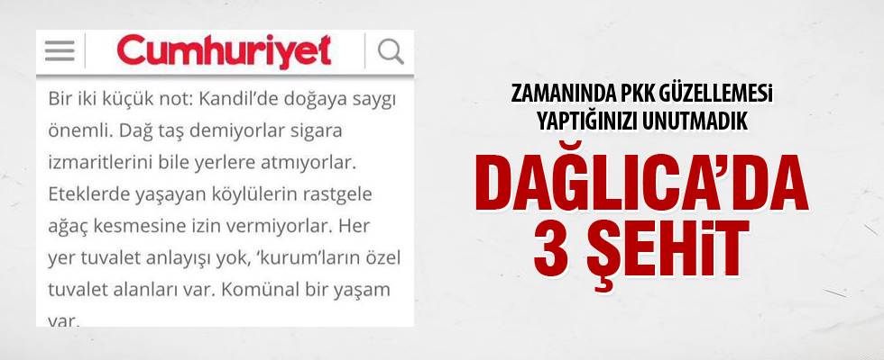 Dağlıca'da 3 asker şehit oldu