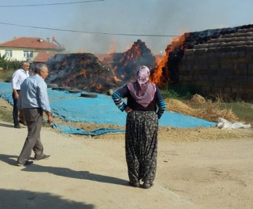 Akşehir'de Saman Yangını