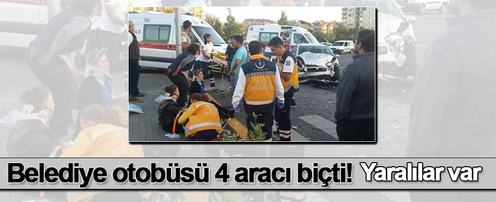 Belediye otobüsü 4 aracı biçti