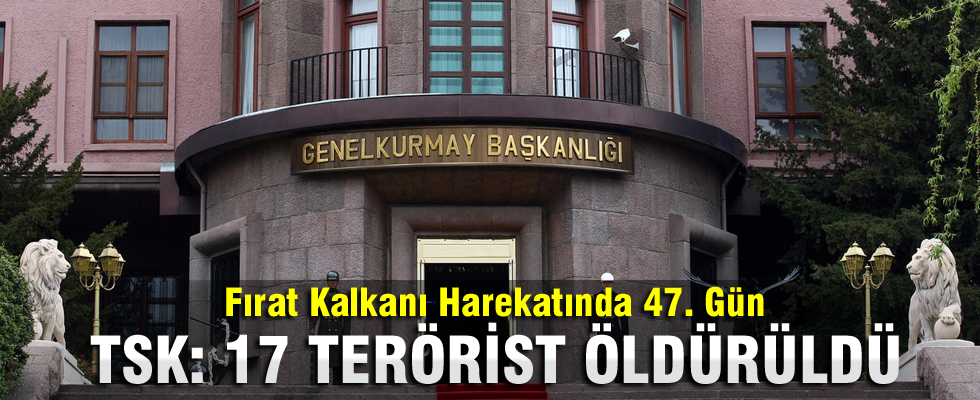 TSK: 102 DAEŞ hedefine 416 atış