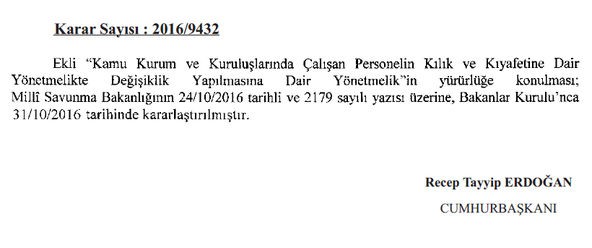 TSK'da sivil kadın personele başörtüsü serbestisi