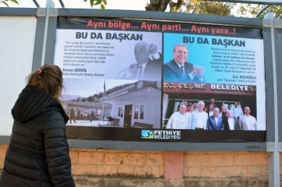 Fethiye'de Başkanların Atışması Bilboardlarda