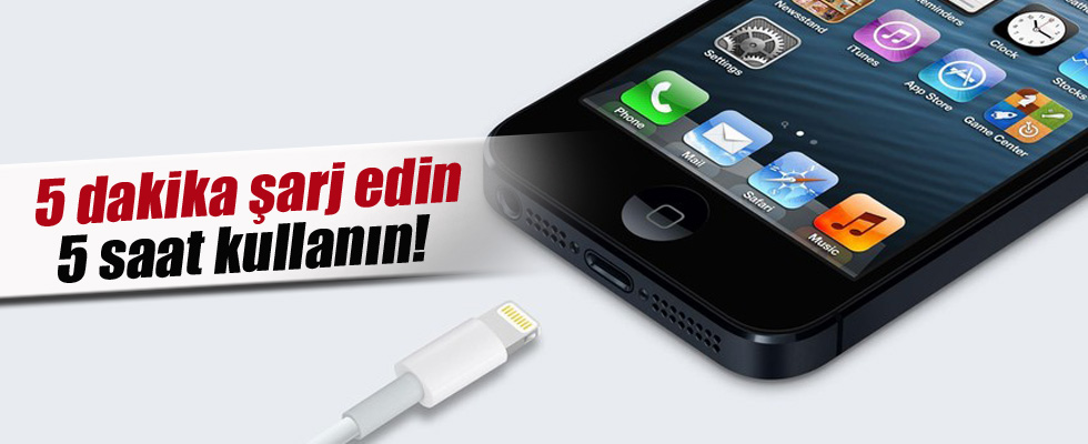 5 dakika şarj edin, 5 saat kullanın!