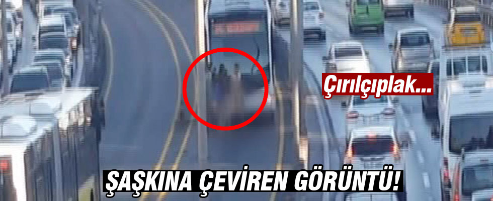 Çırılpıçlak metrobüs yoluna atlayan vatandaş şoke etti