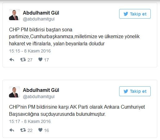 Cumhurbaşkanı ve AK Parti'den CHP bildirisi için suç duyurusu