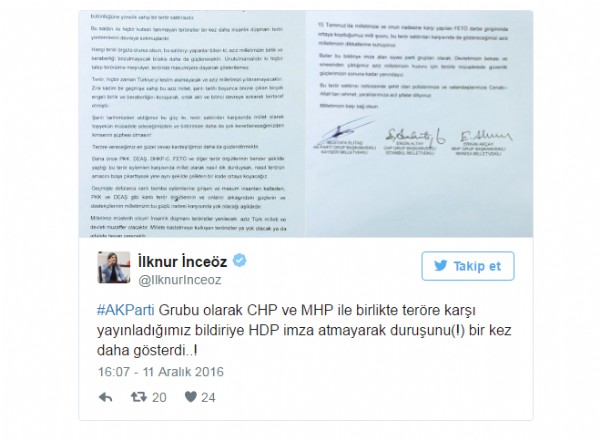 3 partiden teröre ortak tepki