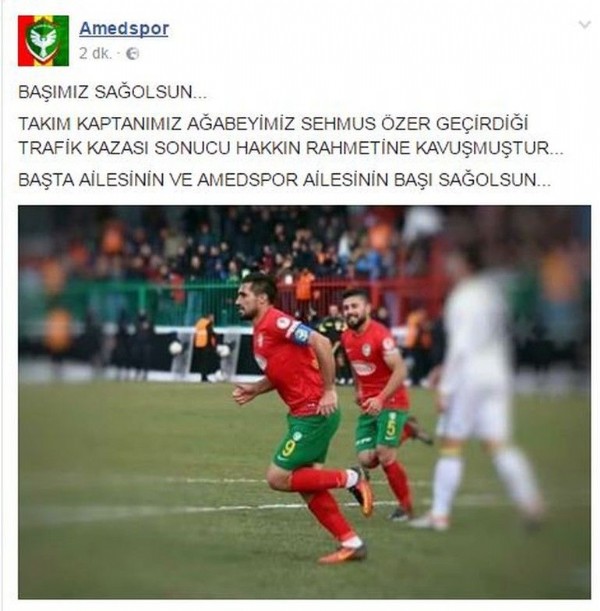 Amedsporlu futbolcudan kötü haber