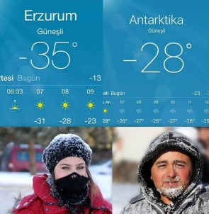 Erzurum'un Soğuk Havası Kutuplardaki Antarktika'yı Geçti