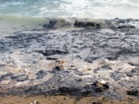 ORKİNOS - Çeşme'de Gemiden Sızan Yakıt Denizin Rengini Değiştirdi