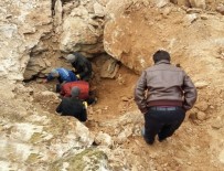 İŞ MAKİNASI - Kayalıklarda Sıkışan Köpeği AFAD Ekipleri Kurtardı