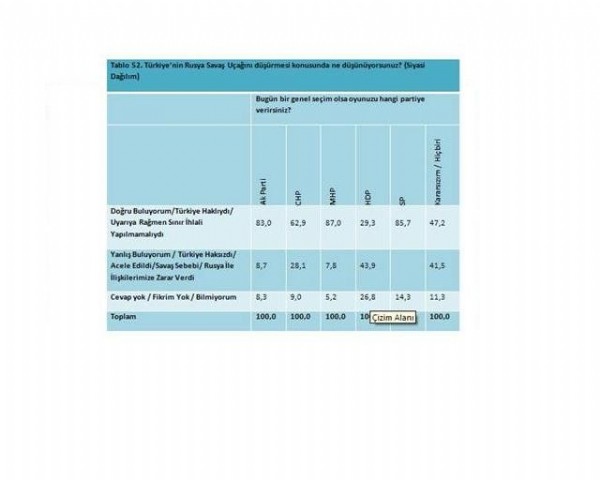 Rus uçağının düşürülmesi konusunda halktan tam destek