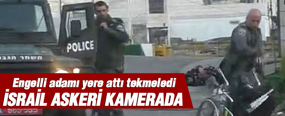 İsrail askerinden engelli Filistinliye dayak