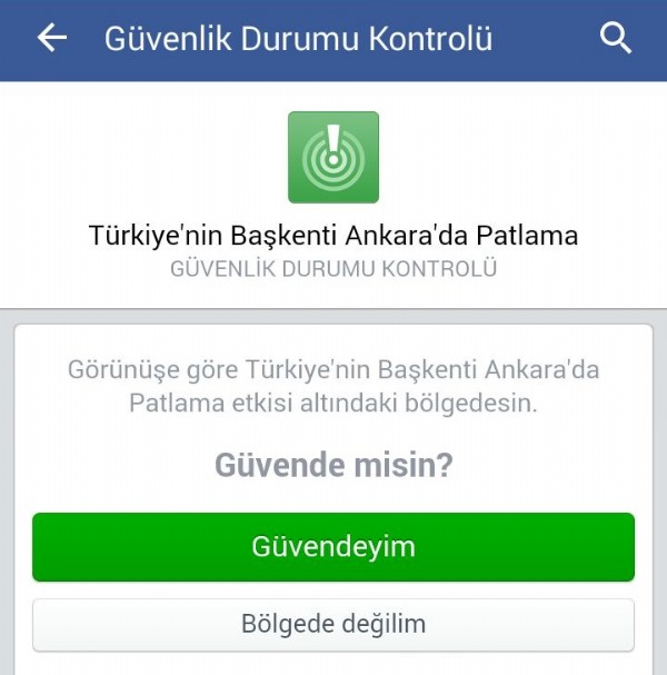 Facebook Ankara'daki kullanıcılarına bu mesajı geçti