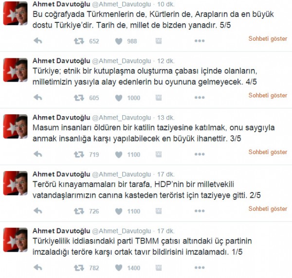 Davutoğlu'ndan HDP'li o vekile twitterdan tepki: En büyük ihanet