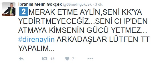 Melih Gökçek Aylin Nazlıaka için hashtag açtı