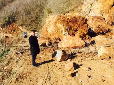 Çatalpınar'da Heyelan Yol Kapattı