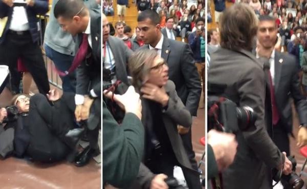 Trump'ın korumaları gazeteci dövdü