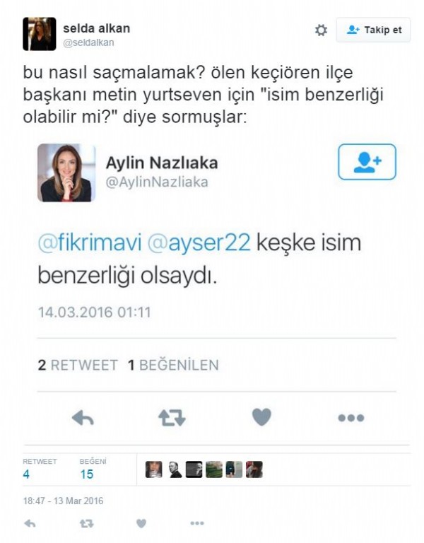 Aylin Nazlıaka'dan skandal tweet