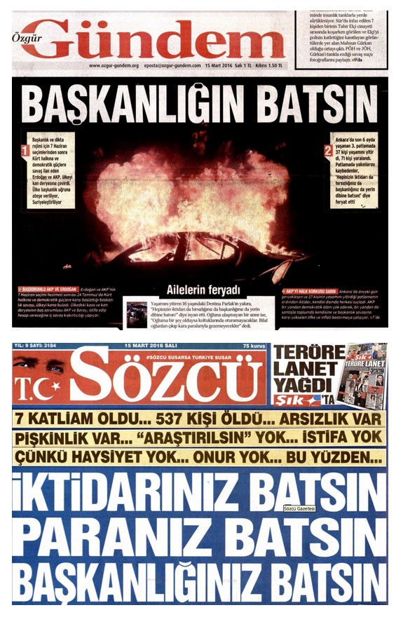 Sözcü, PKK'nın gazetesiyle aynı manşeti attı