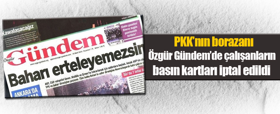 Özgür Gündem'de çalışanların basın kartları iptal edildi