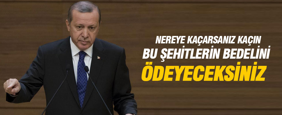 Cumhurbaşkanı Erdoğan: Bu şehitlerin bedelini ödeyeceksiniz