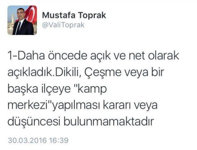 Vali Toprak'tan Mülteci Kampı Açıklaması