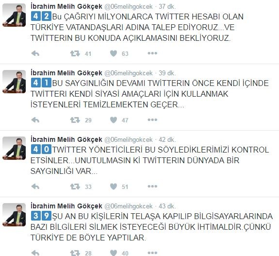 Melih Gökçek'ten Twitter'a tarihi çağrı